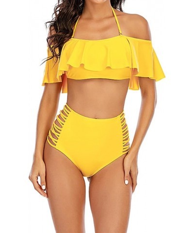 Swim Suits for Women Two Piece Bathing Suits High Waisted Bikini Sets Plus Size Modest Swimsuits with Shorts Tankini 04❁yello...