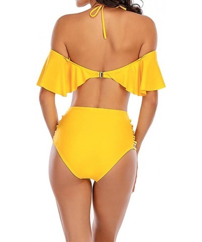 Swim Suits for Women Two Piece Bathing Suits High Waisted Bikini Sets Plus Size Modest Swimsuits with Shorts Tankini 04❁yello...