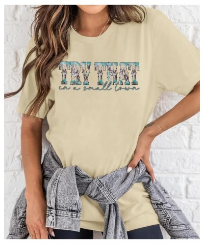 Try That in a Small Town Shirt Women Country Music Concert Shirts Vintage Graphic Country Western T-Shirt Tee Tops Apricot $7...