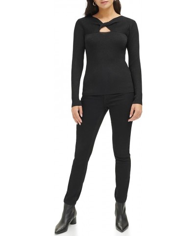 Women's Lurex Twist Front Sweater Black $23.10 Sweaters