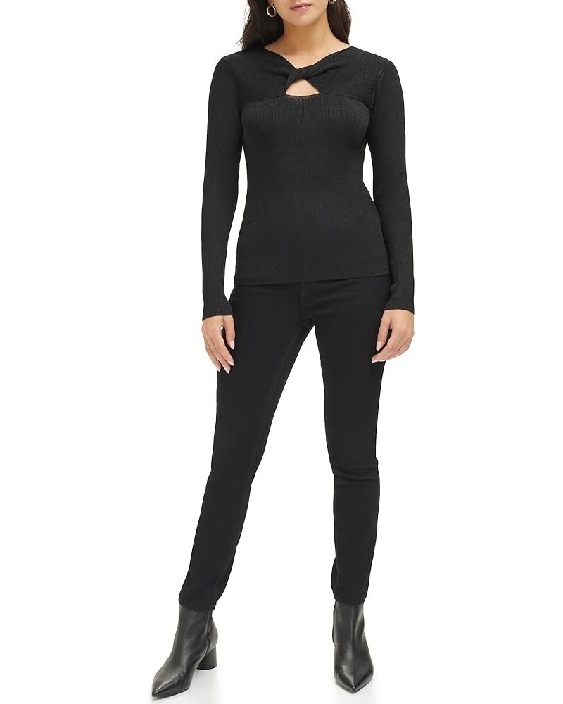 Women's Lurex Twist Front Sweater Black $23.10 Sweaters