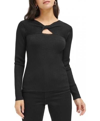 Women's Lurex Twist Front Sweater Black $23.10 Sweaters