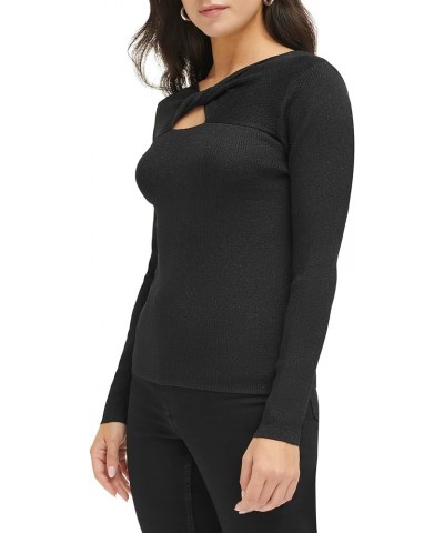 Women's Lurex Twist Front Sweater Black $23.10 Sweaters