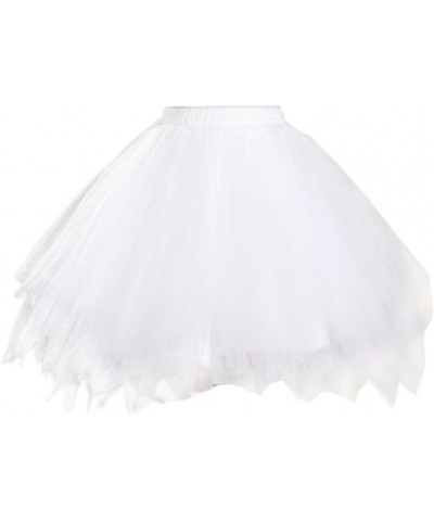 Women's Short Vintage Ballet Bubble Puffy Tutu Petticoat Skirt White $15.38 Skirts