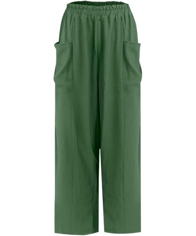 Women Plus Size Linen Pants High Waisted Solid Palazzo Pants Wide Leg Long Straight Casual Trousers with Pockets 4 Mint Green...