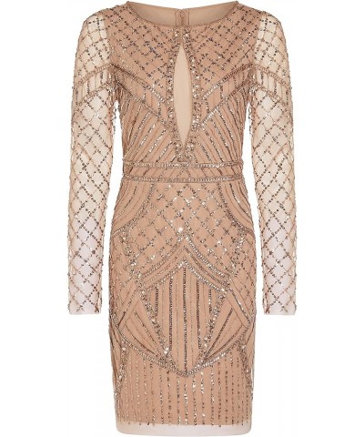 Women's Beaded Long Sleeve Sheath Rose Gold $62.48 Dresses