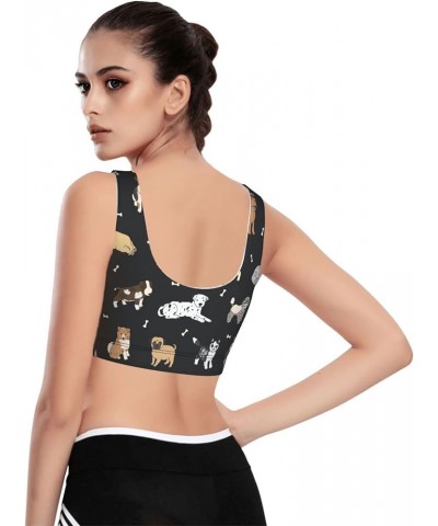 Vintage Bamboo Sports Bra for Women Seamless Padded Yoga Bras Workout Fitness Running Crop Tank Tops Puppy Dog Pets $11.54 Li...