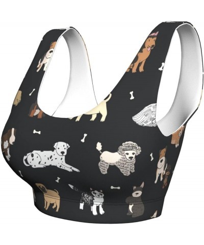 Vintage Bamboo Sports Bra for Women Seamless Padded Yoga Bras Workout Fitness Running Crop Tank Tops Puppy Dog Pets $11.54 Li...