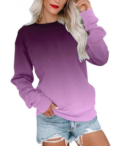 Womens 2023 Fall Fashion Fall Sweatshirt Long Sleeve Crew Neck Pullover Tops Fall Outfits 2023 Clothes 2873-hfgrbs-a-purple $...