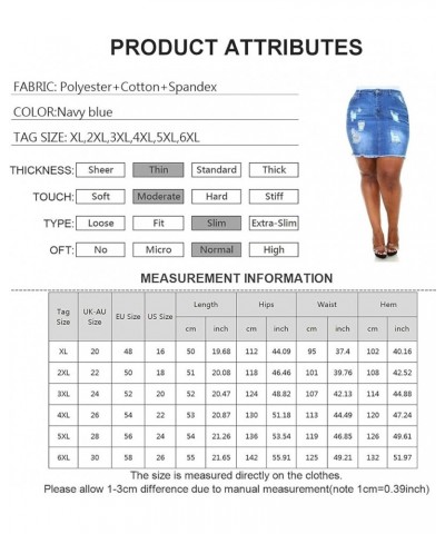 Women Plus Size Distressed Jean Short Denim Skirt, Raw Hem Casual Bodycon Blue $10.19 Skirts