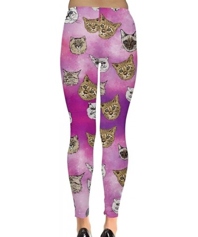 Womens Animal Unicorn Cats Fancy Outer Space Galaxy Wonderland Castle Stretchy Leggings, XS-5XL Orchid $13.02 Leggings