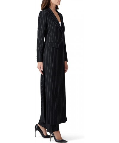 Rent The Runway Pre-Loved Black Pinstripe Long Coat Black $44.20 Coats