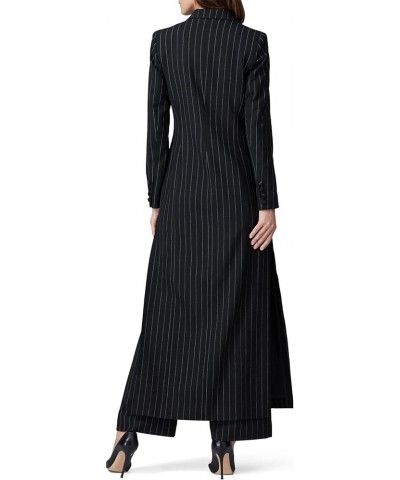 Rent The Runway Pre-Loved Black Pinstripe Long Coat Black $44.20 Coats