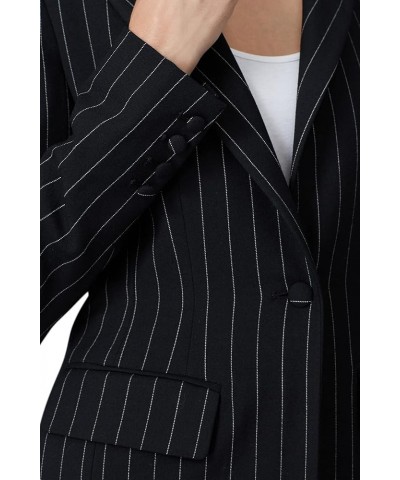 Rent The Runway Pre-Loved Black Pinstripe Long Coat Black $44.20 Coats