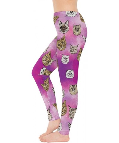 Womens Animal Unicorn Cats Fancy Outer Space Galaxy Wonderland Castle Stretchy Leggings, XS-5XL Orchid $13.02 Leggings