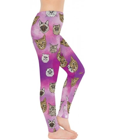 Womens Animal Unicorn Cats Fancy Outer Space Galaxy Wonderland Castle Stretchy Leggings, XS-5XL Orchid $13.02 Leggings