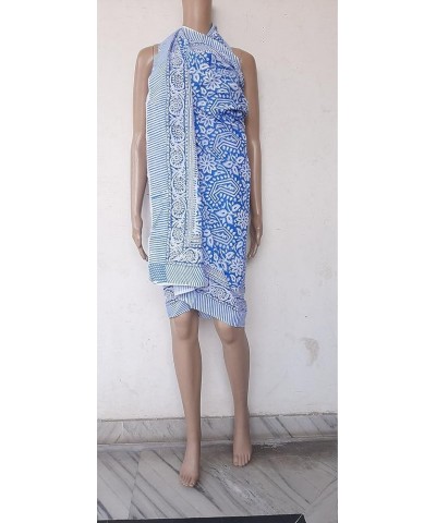 SATNAM Handicraft Women's Cotton Floral Printed Sarong for Womens Summer Beachwear Printed Pareo Beach Swimsuit Ombre Skyblue...