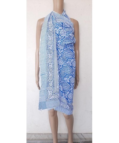 SATNAM Handicraft Women's Cotton Floral Printed Sarong for Womens Summer Beachwear Printed Pareo Beach Swimsuit Ombre Skyblue...