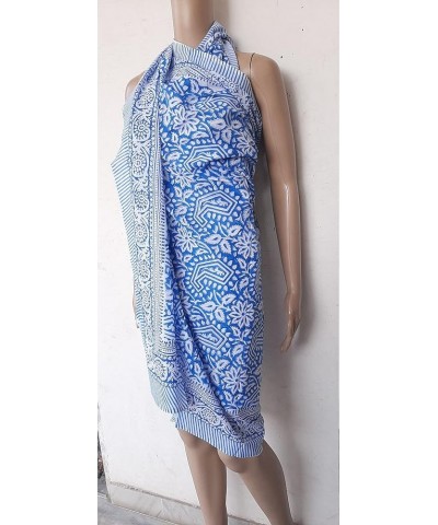 SATNAM Handicraft Women's Cotton Floral Printed Sarong for Womens Summer Beachwear Printed Pareo Beach Swimsuit Ombre Skyblue...