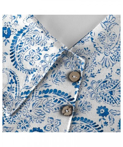 Womens Long Sleeve Shirts Asymmetric Lapel Neck Floral Print Button Blouse Clothing Fall 2023 V Neck Tunic Tops O25-light Blu...