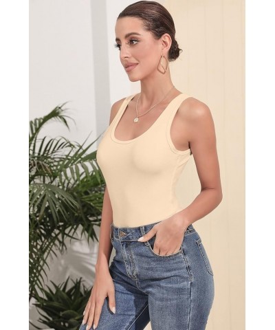 Bodysuit for Women V Neck Sleeveless Soft Comfortable Basic Tank Tops 7030 Nude $8.24 Bodysuits