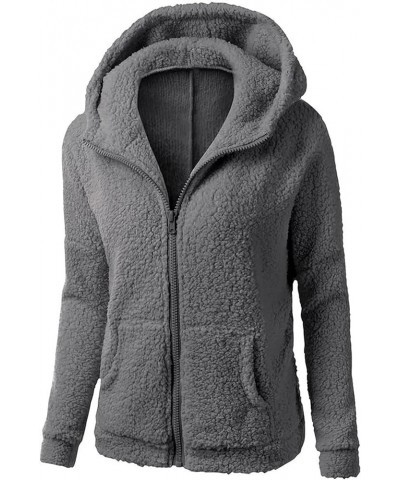 Womens Fleece Zip up Jacket Fall Fashion 2023 Hoodie Soft Lightweight Cardigan Fuzzy Jacket Sherpa Lined Fleece Jacket Dark G...