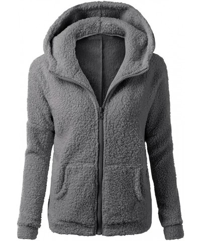 Womens Fleece Zip up Jacket Fall Fashion 2023 Hoodie Soft Lightweight Cardigan Fuzzy Jacket Sherpa Lined Fleece Jacket Dark G...