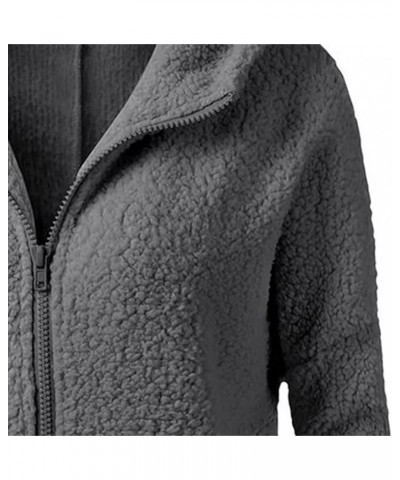 Womens Fleece Zip up Jacket Fall Fashion 2023 Hoodie Soft Lightweight Cardigan Fuzzy Jacket Sherpa Lined Fleece Jacket Dark G...