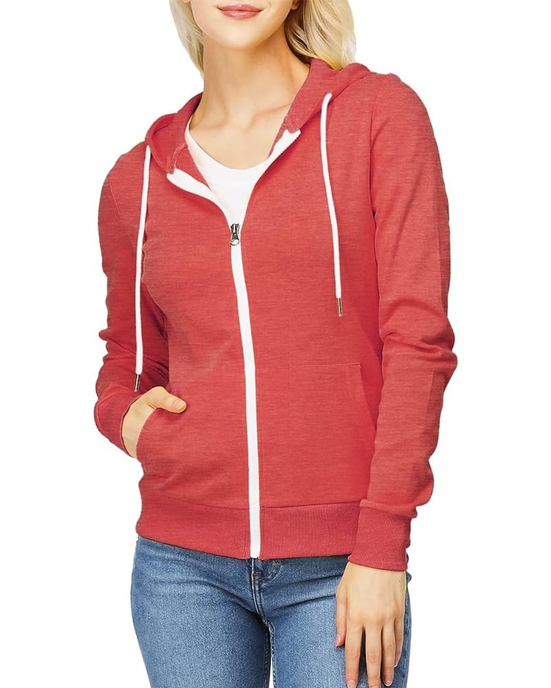 Women's Slim Fit Zip Up Hoodie Lightweight Long Sleeve Kangaroo Pocket Basic Casual wear Oscwohol030-heatherred $16.91 Hoodie...