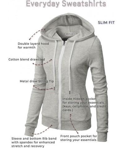 Women's Slim Fit Zip Up Hoodie Lightweight Long Sleeve Kangaroo Pocket Basic Casual wear Oscwohol030-heatherred $16.91 Hoodie...