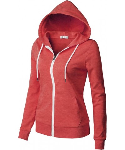 Women's Slim Fit Zip Up Hoodie Lightweight Long Sleeve Kangaroo Pocket Basic Casual wear Oscwohol030-heatherred $16.91 Hoodie...