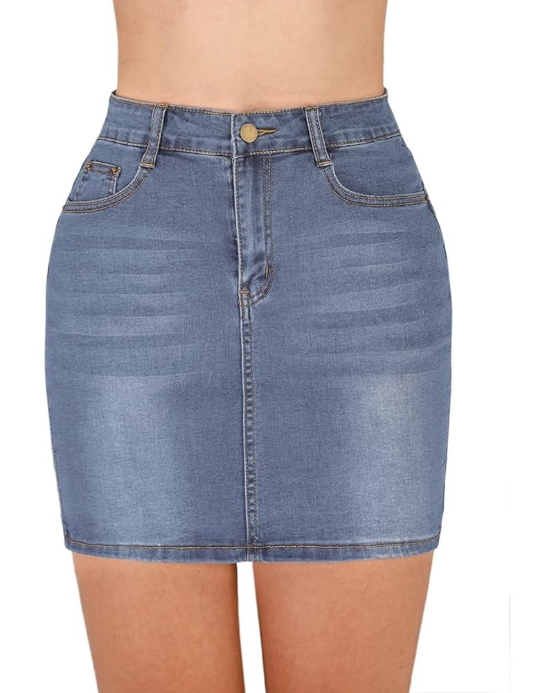 Women's Casual Distressed Fray Hem Ripped A-Line Denim Short Skirt 237 Light Blue $13.76 Skirts