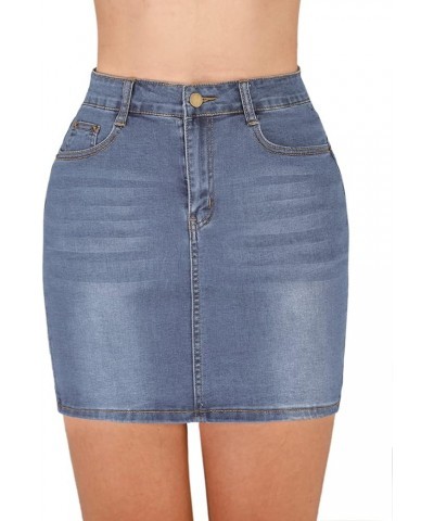 Women's Casual Distressed Fray Hem Ripped A-Line Denim Short Skirt 237 Light Blue $13.76 Skirts