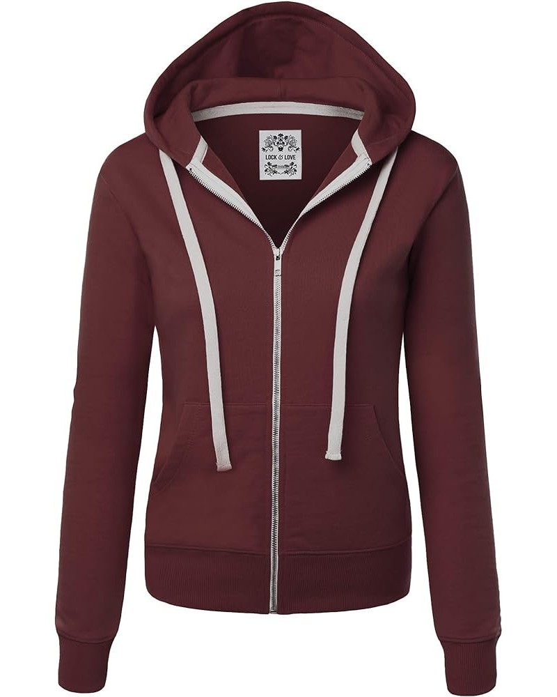 Women's Active Casual Zip-up Hoodie Jacket Long Sleeve Comfortable Lightweight Sweatshirt Wsk954_wine $14.08 Activewear