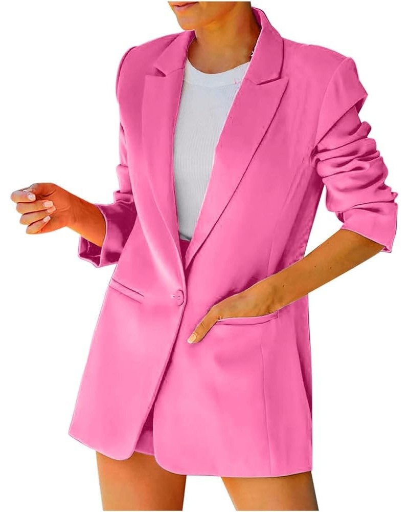 Business Casual Jackets for Women Long Sleeve Work Office Blazer Loose Open Front Lapel Button Jacket Outfit 02 Pink $8.37 Bl...