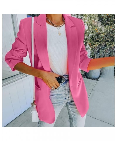 Business Casual Jackets for Women Long Sleeve Work Office Blazer Loose Open Front Lapel Button Jacket Outfit 02 Pink $8.37 Bl...