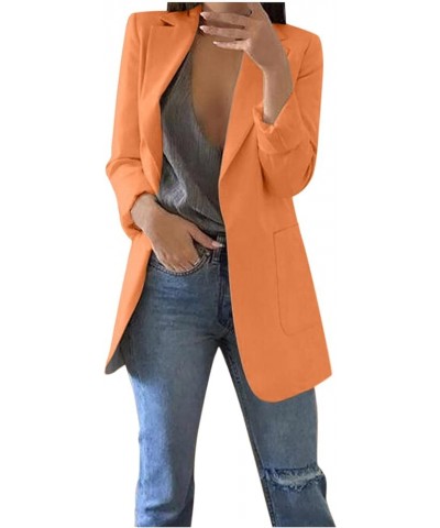 Blazer Jackets for Women,Womens Casual Blazers Open Front Long Sleeve Lapel Collar Work Office Jacket,Blazers Orange 02 $11.4...