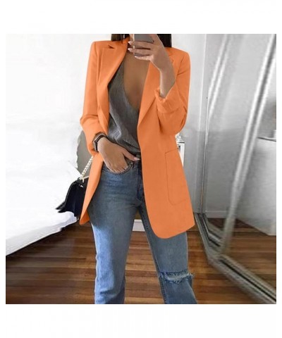 Blazer Jackets for Women,Womens Casual Blazers Open Front Long Sleeve Lapel Collar Work Office Jacket,Blazers Orange 02 $11.4...