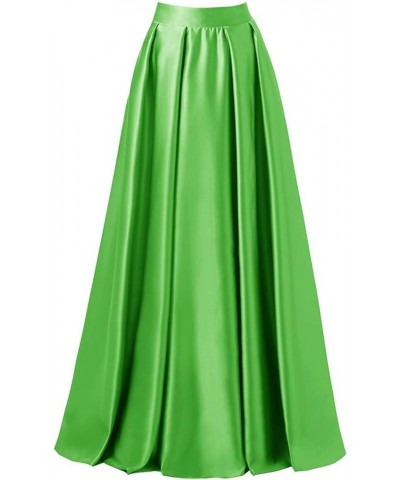 Diydress Women’s Satin Flared Swing Maxi Skirt Long Floor Length High Waist Fomal Prom Party Skirts with Pockets New Green $2...