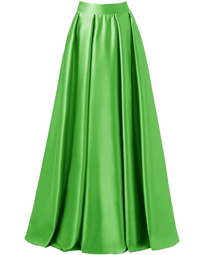 Diydress Women’s Satin Flared Swing Maxi Skirt Long Floor Length High Waist Fomal Prom Party Skirts with Pockets New Green $2...