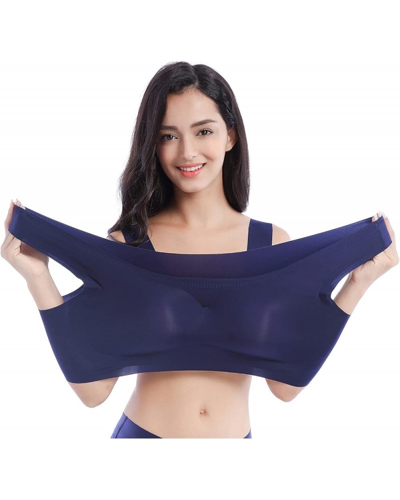 Women’s Sleep Bra Plus Size Stretch Wireless Bralette Sport Bras Blue-1 $15.18 Lingerie