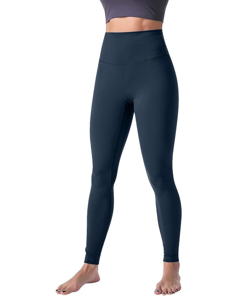 High Waisted Leggings for Women Soft Athletic Tummy Control Yoga Pants Solid Workout Tights Elastic Compression Pants Blue $6...