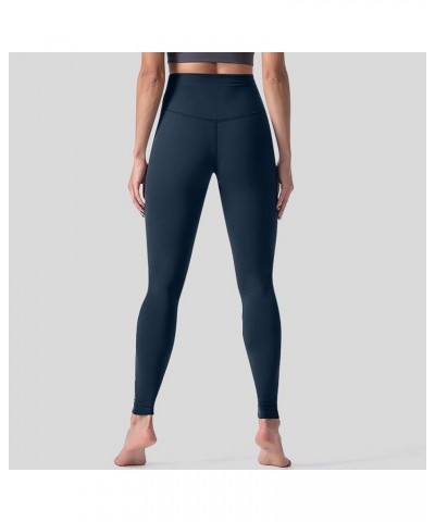 High Waisted Leggings for Women Soft Athletic Tummy Control Yoga Pants Solid Workout Tights Elastic Compression Pants Blue $6...