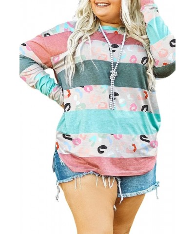 Womens 2024 Casual Plus Size Colorblock Pullover Top Casual Colorful Striped Hoodie Sky Blue Stripe $11.54 Hoodies & Sweatshirts