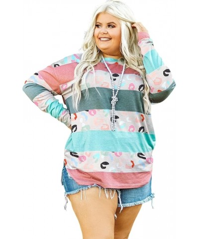 Womens 2024 Casual Plus Size Colorblock Pullover Top Casual Colorful Striped Hoodie Sky Blue Stripe $11.54 Hoodies & Sweatshirts