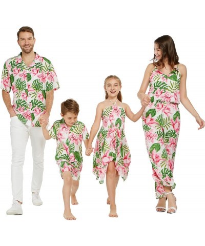 Matchable Family Hawaiian Luau Men Women Girl Boy Clothes in Lotus and Orchid Women Women Halter $7.28 Blouses