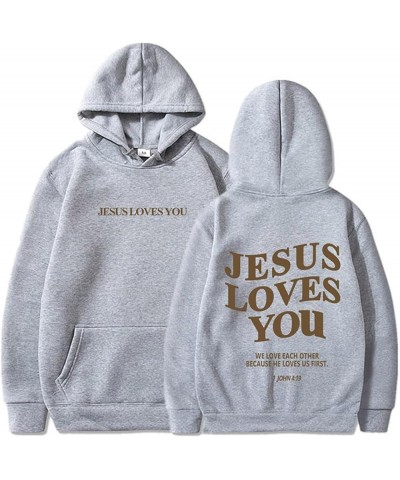 Jesus Loves You Hoodies For Women Oversized Letter Print Hooded Pullover Tops Casual Long Sleeve Sweatshirts Graphic Tunics A...