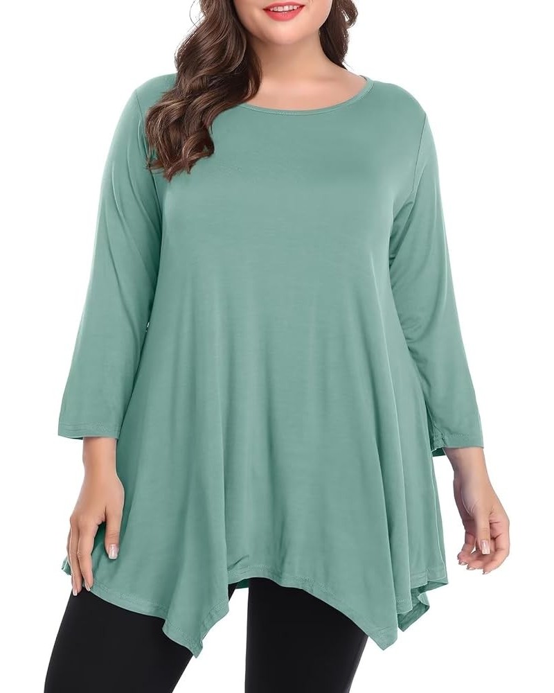 Plus Size Tops for Women Fall Tunic Tops to Wear with Leggings 3/4 Sleeve Casual Swing Loose T Shirts Blouse S-5X Grayish Gre...