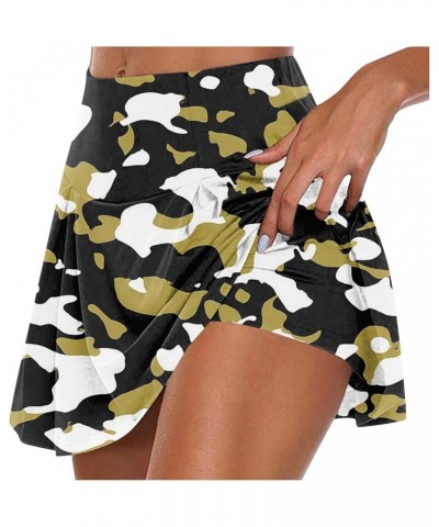 Womens Plus Size Tennis Skirt High Waist Elastic Camo Smocked Skirts Fashion Loose Fit Print Athletic Skorts Skirt Ccg21 ging...