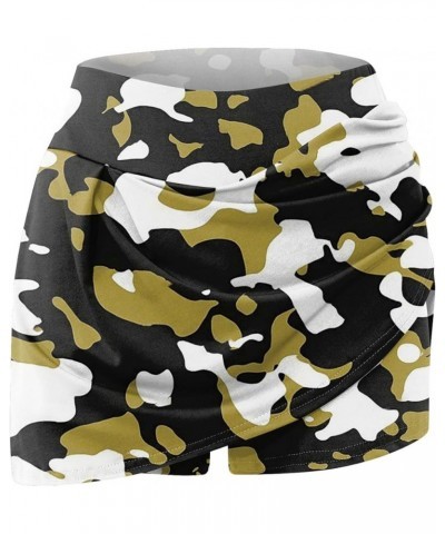 Womens Plus Size Tennis Skirt High Waist Elastic Camo Smocked Skirts Fashion Loose Fit Print Athletic Skorts Skirt Ccg21 ging...